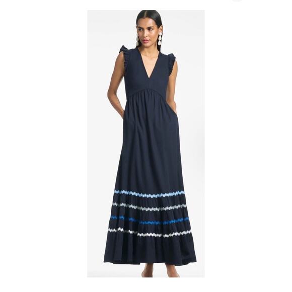 NWT Anthropologie Sachin Babi Rosa Dress Women’s 10 Cotton Maxi Blue Polka Dot - Picture 1 of 10